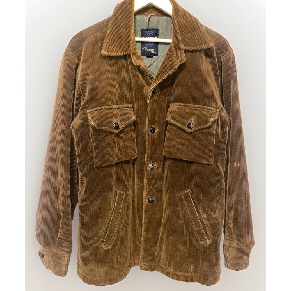Vintage Brown Corduroy Chore Jacket Mens L Quilted Lined Barn Coat Workwear‎